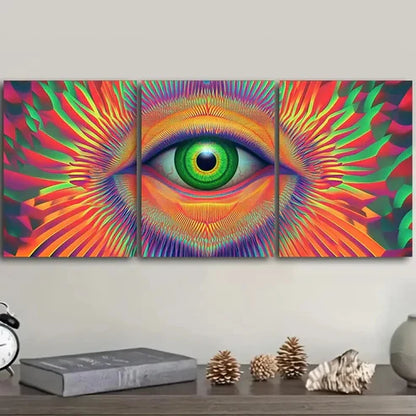 3pcs Psychedelic Rainbow Eye Design Wall Art Canvas Unframed - High Quality Print 100% Australian Made Wall Canvas