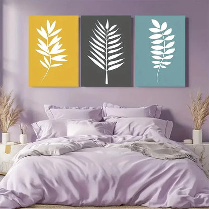 3pcs Yellow Grey & Blue Backgrounds Modern Minimal Metal Print Ready to Hang Art - Bella Home Decor