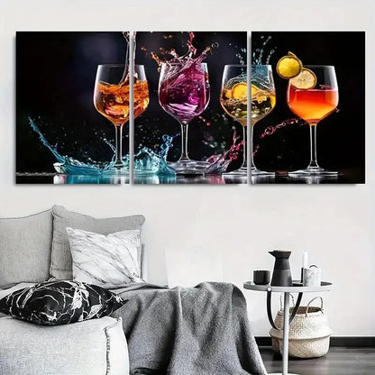 3pcs Colorful Abstract Liquid Splash Metal Print Ready to Hang Art - Bella Home Decor