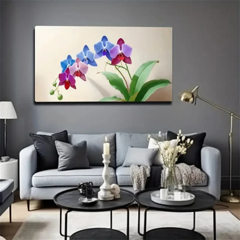 Vibrant Blue Orchid Wall Art Canvas Office Home Room Framed 120x60cm