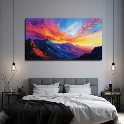 Majestic Sky And Mountain Wall Art Canvas Office Home Room Framed 120x60cm