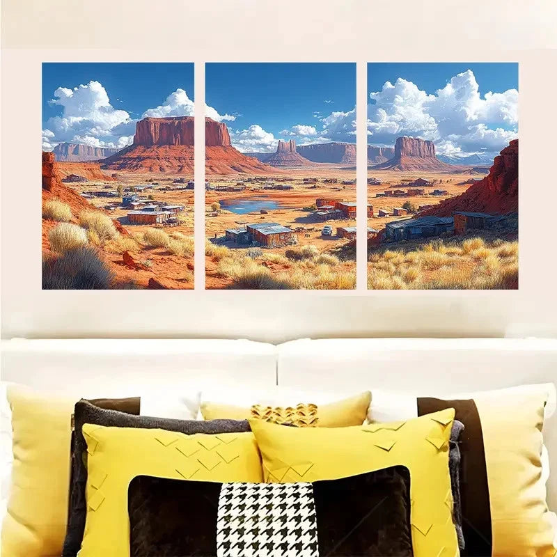 3pcs Arizona Desert Realistic Red Sandstone   Wall Art Set Canvas Framed 40x60cm - High Quality Print 100% Australian Made Wall Canvas Ready to Hang - Bella Home Decor