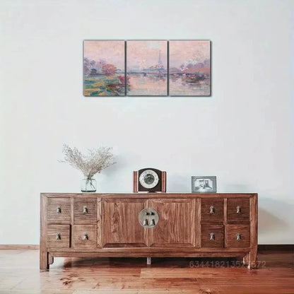 3pcs French Landscape Oil Painting Art Style Metal Print Ready to Hang Art - Bella Home Decor