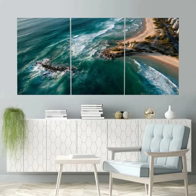 3pcs Australian Golden Coast Surfing Paradise  Wall Art Set Canvas Framed 60x90cm - High Quality Print 100% Australian Made Wall Canvas Ready to Hang - Bella Home Decor