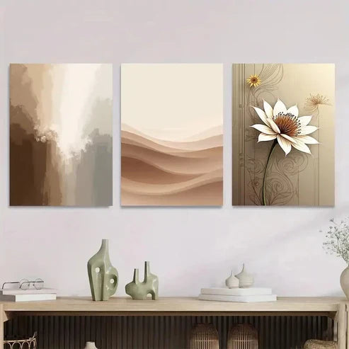 3pcs Luxury Modern Abstract Elegant Floral Canvas Unframed - High Quality Print 100% Australian Made Wall Canvas