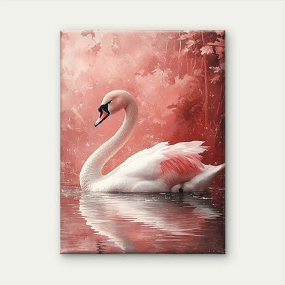 Pink & White Swan with Serene Nature Metal Print Ready to Hang