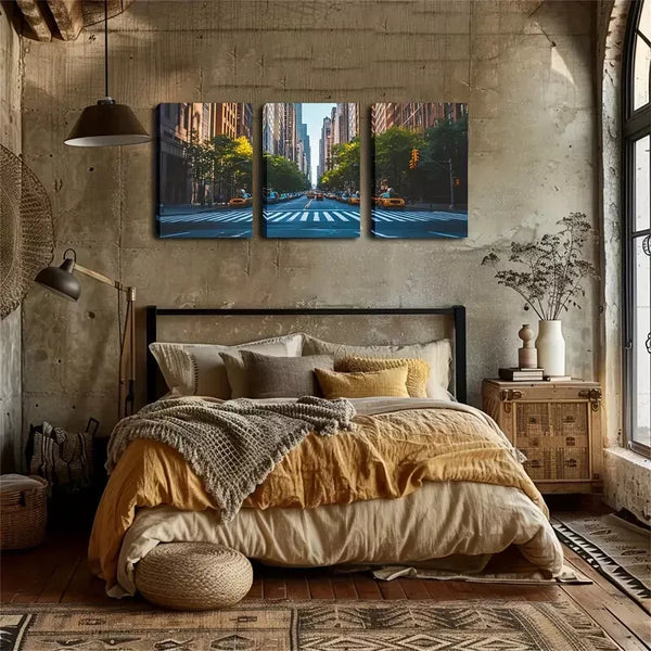 3pcs City Road Zebra CrossingWall Art Set Canvas Framed 60x90cm - High Quality Print 100% Australian Made Wall Canvas Ready to Hang - Bella Home Decor