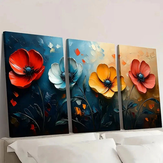 3pcs Abstract Blossom Flower TJ Wall Art Set Canvas Framed 60x90cm - High Quality Print 100% Australian Made Wall Canvas Ready to Hang