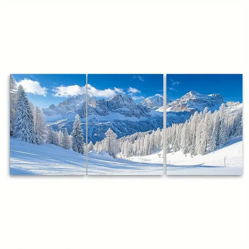3pcs Cortina d'Ampezzo Ski Resort Travel Metal Print Ready to Hang Art - Bella Home Decor