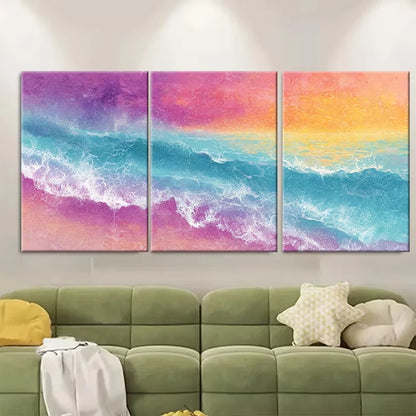 3pcs Sunrise Ocean Paper Radiant Designs Metal Print Ready to Hang Art