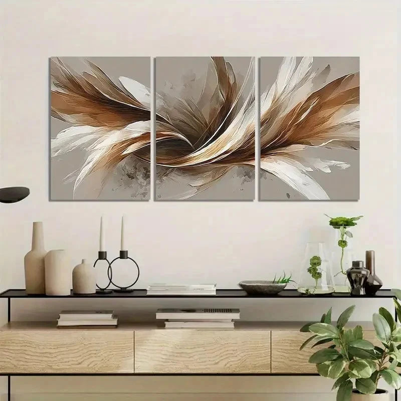 3pcs Abstract Flowing Design Digital Art Prints Metal Print Ready to Hang Art - Bella Home Decor