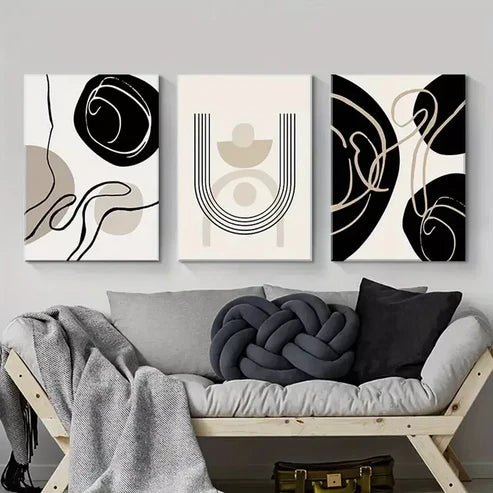 3pcs Abstract Mid Century Modern Boho Wall Art Set Canvas Unframed - High Quality Print 100% Australian Made Wall Canvas