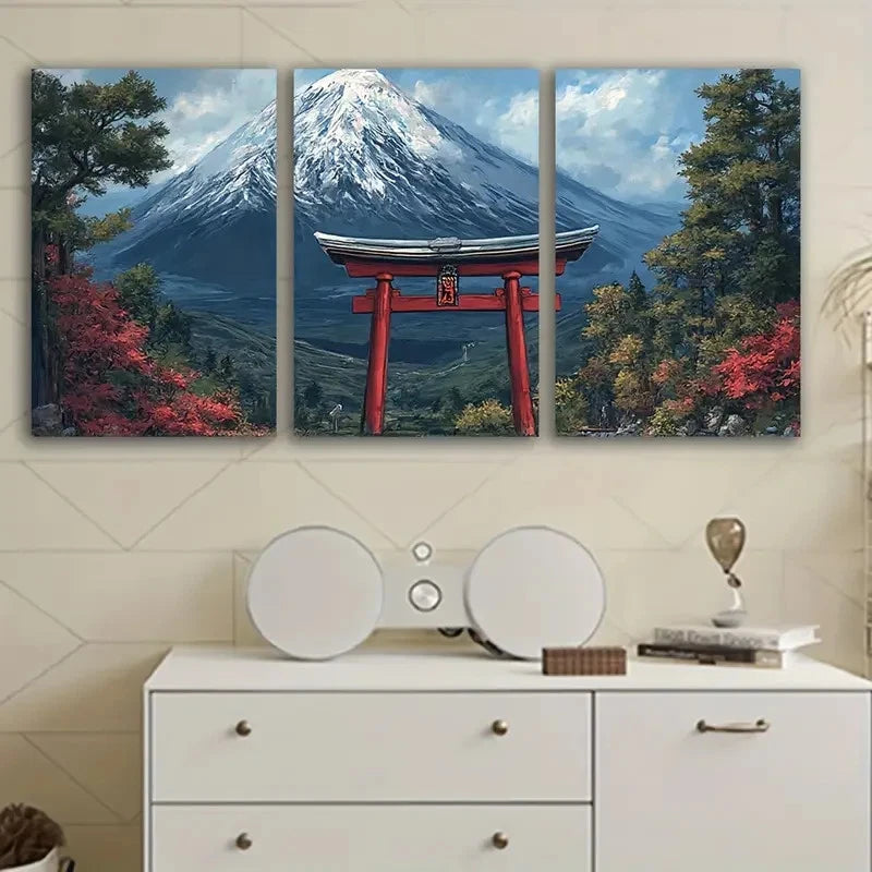 3pcs Tokyo City Red Theme Wall Art Set Canvas Framed 60x90cm - High Quality Print 100% Australian Made Wall Canvas Ready to Hang