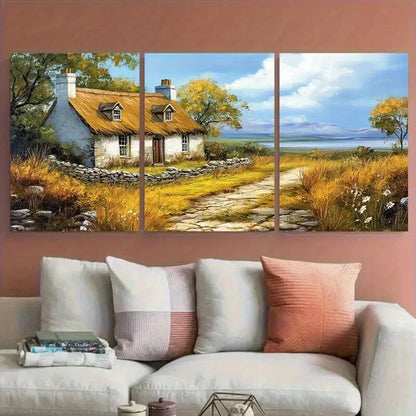 3pcs Irish Cottage Ireland Countryside Rustic Metal Print Ready to Hang Art - Bella Home Decor