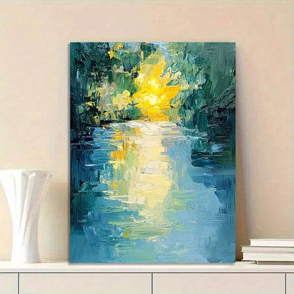 Water Reflections And Sunlight, Blue Shades 40x60cm Metal Print Ready to Hang - Bella Home Decor