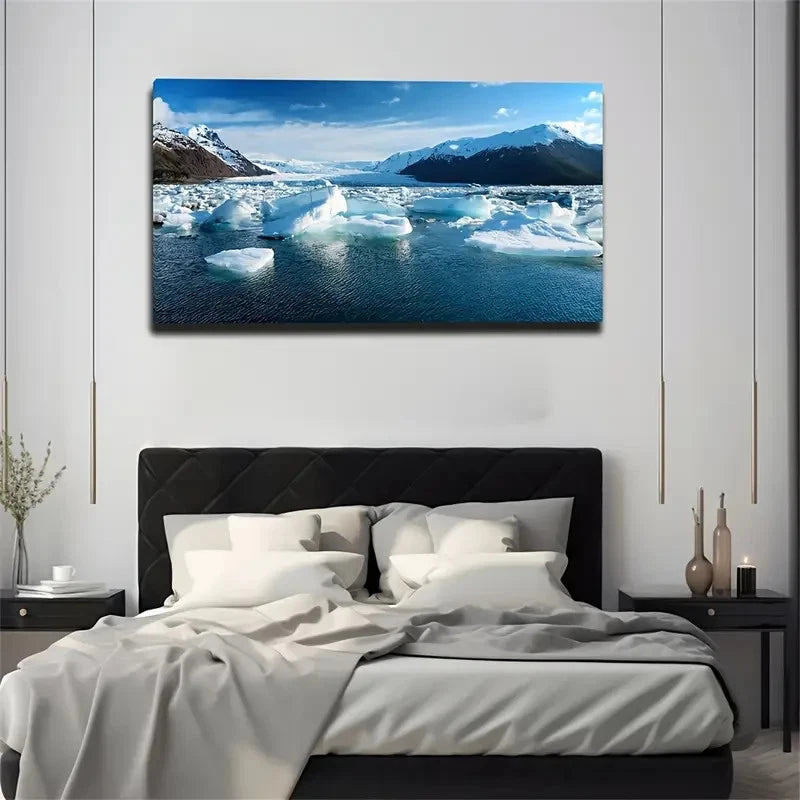 Melting Glaciers Blue Sky Wall Art Canvas Office Home Room Framed 120x60cm