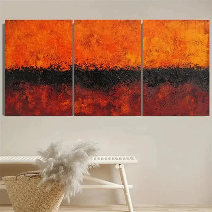 3pcs Orange Minimalist Modern Knife Stroke Art Wall Art Set Canvas Framed 40x60cm - High Quality Print 100% Australian Made Wall Canvas Ready to Hang