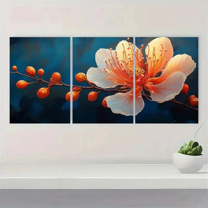3pcs Albizia Flower Painting Silk Plant Print Metal Print Ready to Hang Art - Bella Home Decor