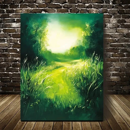 Green Mint Grass Meadow Landscape 40x60cm Metal Print Ready to Hang - Bella Home Decor