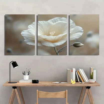 3pcs White Lisianthus Flower Gentian Plant Metal Print Ready to Hang Art - Bella Home Decor