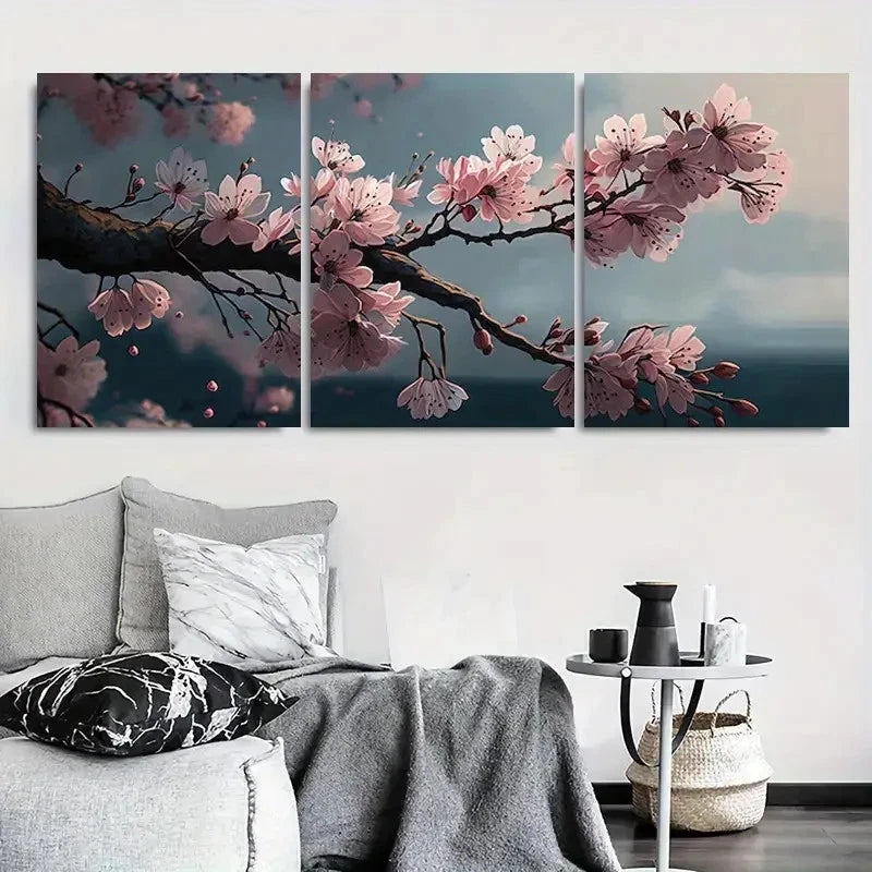 3pcs Cherry Blossom Serenity Sakura Branches Wall Art Set Canvas Framed 40x60cm - High Quality Print 100% Australian Made Wall Canvas Ready to Hang - Bella Home Decor