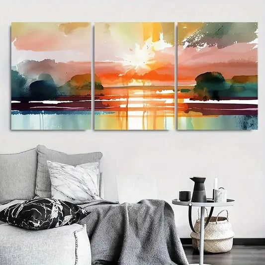 3pcs Modern Boho Serene Colorful Wall Art Set Canvas Framed 40x60cm - High Quality Print 100% Australian Made Wall Canvas Ready to Hang