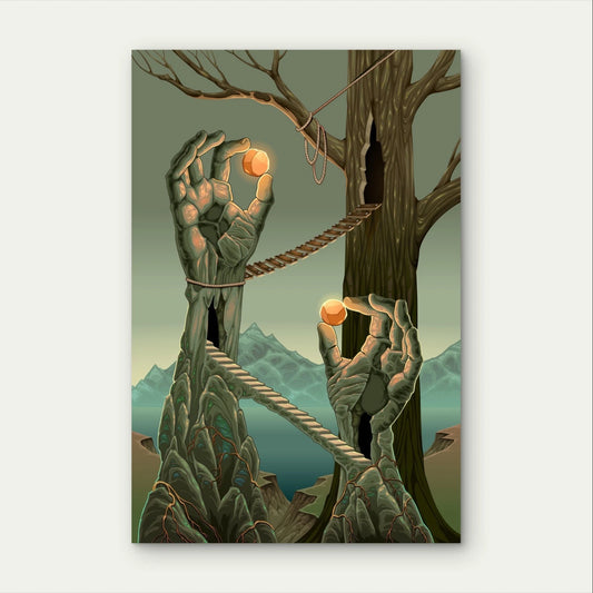 Surreal Fantasy Hand and Tree Landscape Art 40x60cm Metal Print Ready to Hang