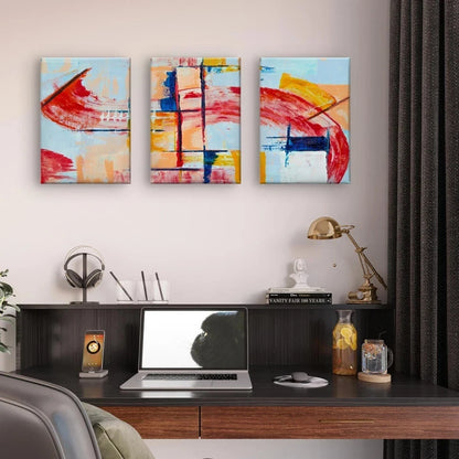 3pcs Modern Abstract Expressionism Brushstrokes Wall Art Set Canvas Framed 50x70cm - High Quality Print 100% Australian Made Wall Canvas Ready to Hang