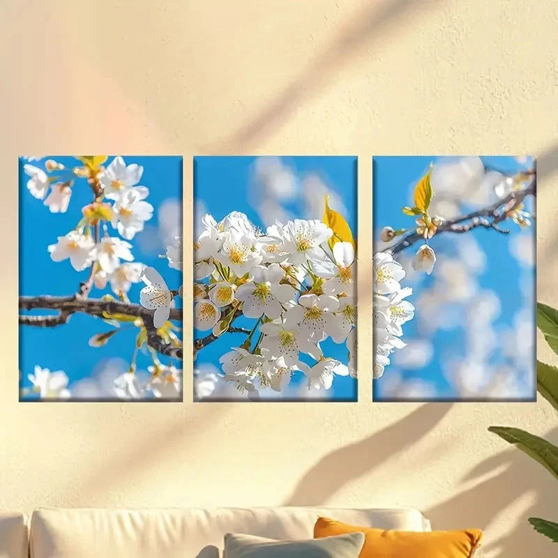 3pcs Vibrant Cherry Blossoms in Spring Wall Art Set Canvas Framed 40x60cm - High Quality Print 100% Australian Made Wall Canvas Ready to Hang