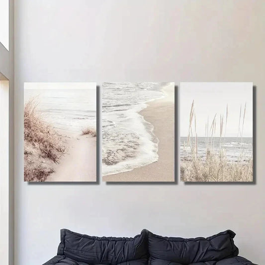 3pcs Ocean & Sand Photography Prints Metal Print Ready to Hang Art Metal Print Ready to Hang Art
