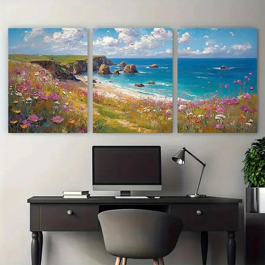 3pcs Cornwall England Landscape Metal Print Ready to Hang Art