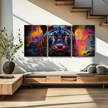 3pcs Black Panther Leopard Retro Watercolor Wall Art Canvas Unframed - High Quality Print 100% Australian Made Wall Canvas - Bella Home Decor