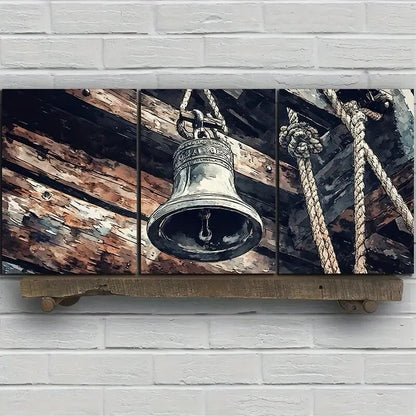 3pcs Corner Of The Ship Old Big Bell Metal Print Ready to Hang Art - Bella Home Decor