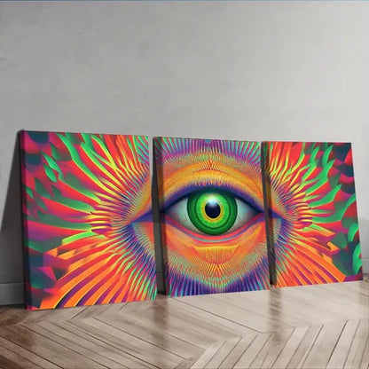 3pcs Psychedelic Rainbow Eye Design Wall Art Canvas Unframed - High Quality Print 100% Australian Made Wall Canvas