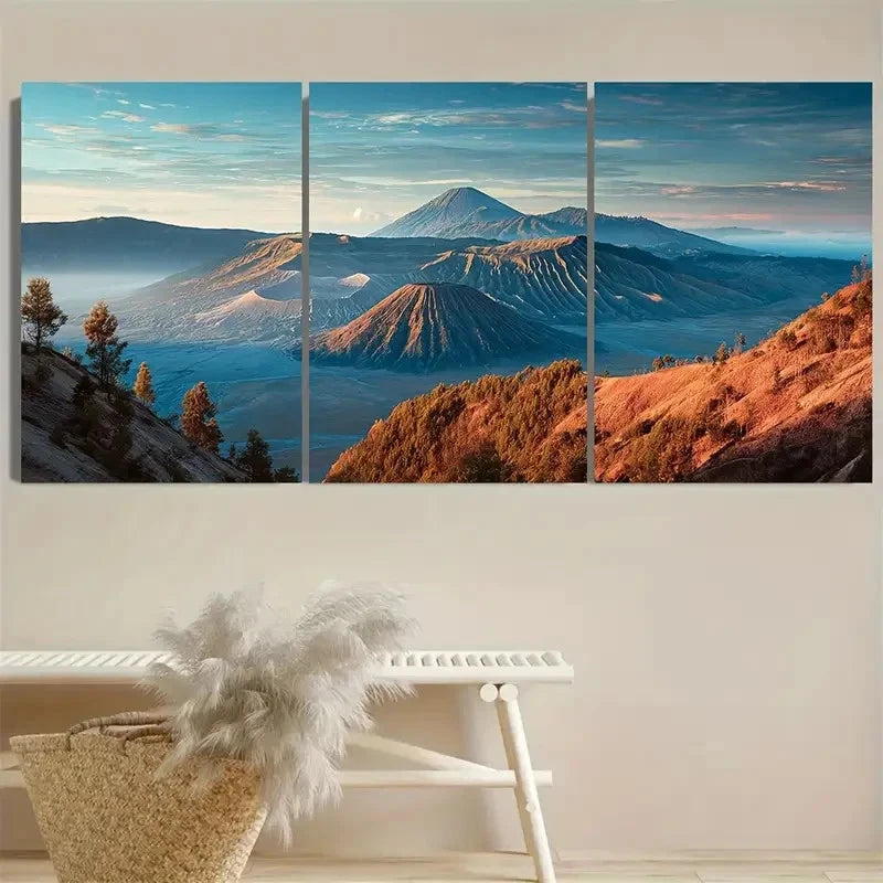 3pcs Vibrant Travel Tengger Caldera Landscape Wall Art Set Canvas Framed 60x90cm - High Quality Print 100% Australian Made Wall Canvas Ready to Hang