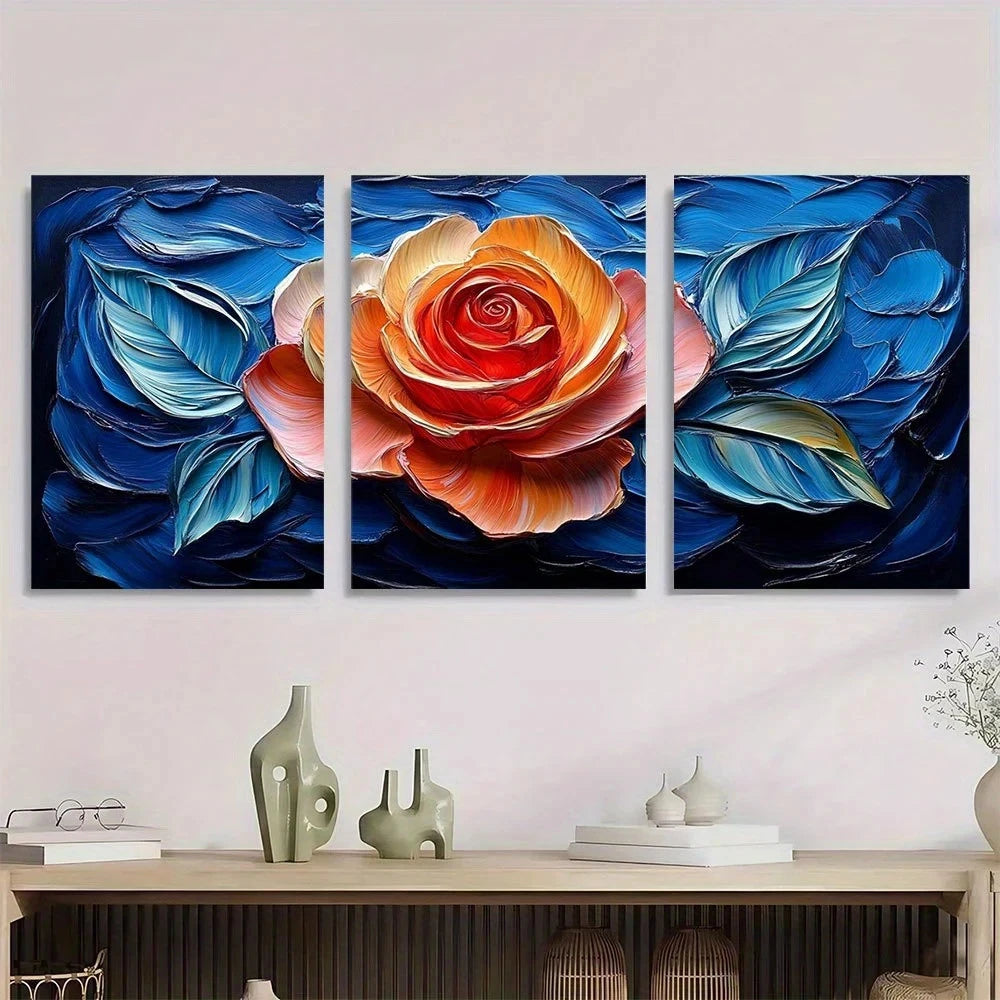 3pcs Vibrant Colors Modern Classic Style Metal Print Ready to Hang Art - Bella Home Decor