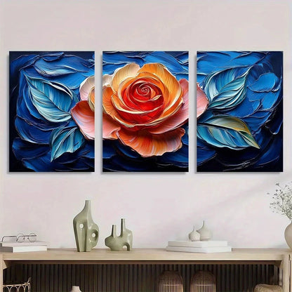 3pcs Vibrant Colors Modern Classic Style Metal Print Ready to Hang Art - Bella Home Decor