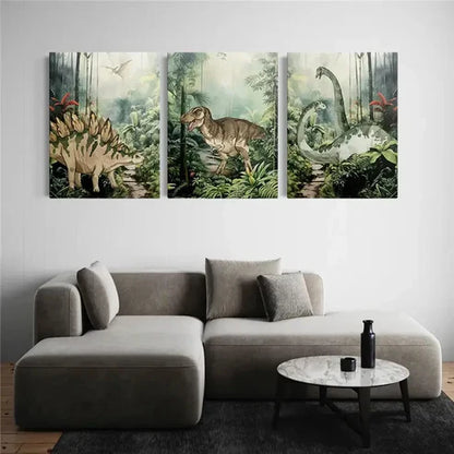 3pcs Dinosaur Wall Art  Wall Art Set Canvas Unframed - High Quality Print 100% Australian Made Wall Canvas - Bella Home Decor