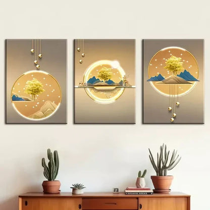 3pcs light luxury Golden abstract animal graphic Wall Art Canvas Unframed - High Quality Print 100% Australian Made Wall Canvas