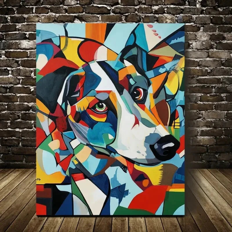 Beautiful Abstract Springfield Hound Dog Painting 40x60cm Metal Print Ready to Hang - Bella Home Decor