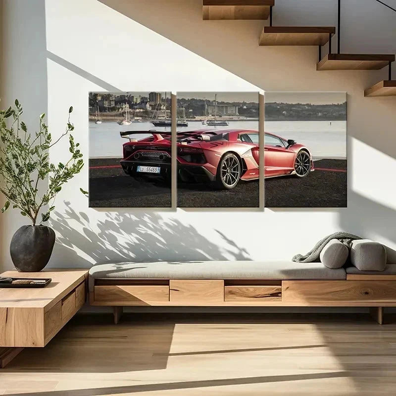 3pcs Modern Lamborghini Super Sports Car Wall Art Set Canvas Framed 40x60cm - High Quality Print 100% Australian Made Wall Canvas Ready to Hang