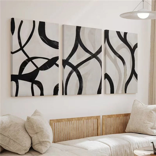 3pcs Minimalist Line Drawings Abstract Wall Art Set Canvas Framed 60x90cm – High Quality Print 100% Australian Made Wall Canvas Ready to Hang
