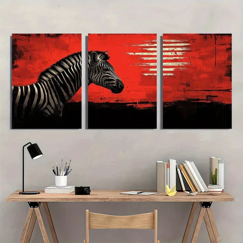 3pcs Modern Zebra Black White Stripes Wall Art Canvas Unframed - High Quality Print 100% Australian Made Wall Canvas