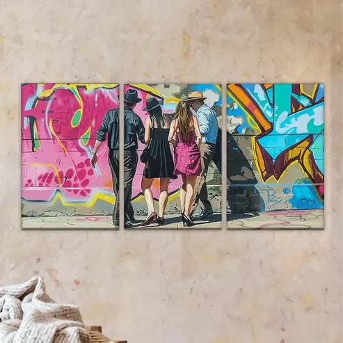 3pcs Graffiti Street Friends Wall Art Set Canvas Unframed - High Quality Print 100% Australian Made Wall Canvas