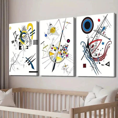 3pcs Wassily Kandinsky Geometric Abstract Wall Art Set Canvas Unframed - High Quality Print 100% Australian Made Wall Canvas