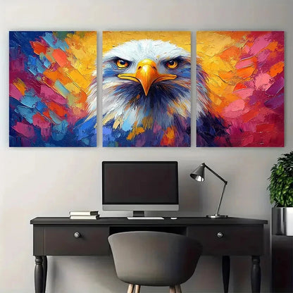 3pcs Rainbow Brush Strokes Stunning Multicolour Metal Print Ready to Hang Art - Bella Home Decor