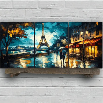 3pcs Street Night View Painting Metal Print Ready to Hang Art - Bella Home Decor