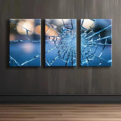 3pcs Modern Abstract Broken Glass Design Metal Print Ready to Hang Art