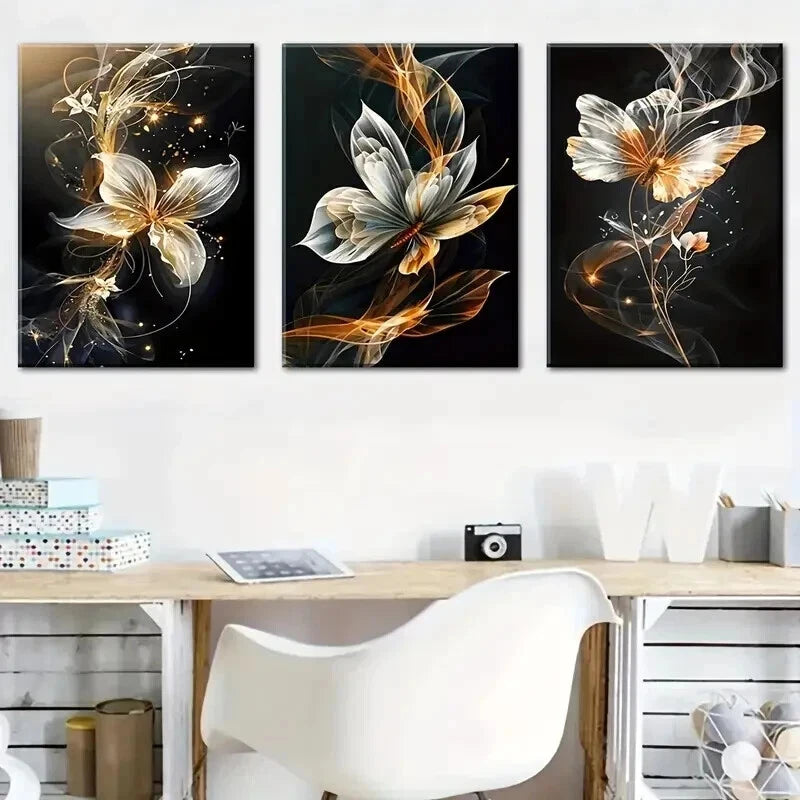 3pcs Abstract Butterfly Line Designs Wall Art Set Canvas Framed 60x90cm - High Quality Print 100% Australian Made Wall Canvas Ready to Hang - Bella Home Decor