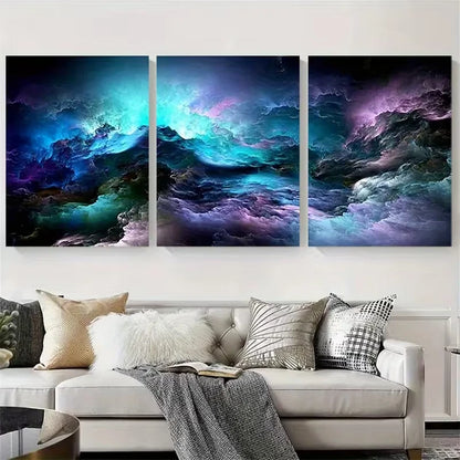 3pcs Abstract Cosmic Swirls Metal Print Ready to Hang Art - Bella Home Decor